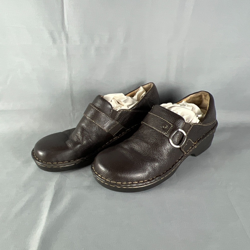 Cabela's Sandhills Collection Womens 11 M Clogs Dark Brown Leather Nurse Shoes